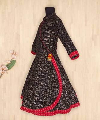 black printed cotton kids kurtis 3