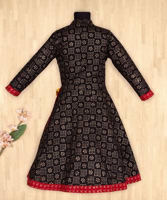 black printed cotton kids kurtis 4