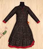 black printed cotton kids kurtis