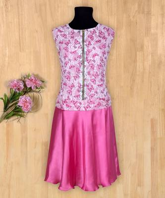 pink plain net kids frocks 1
