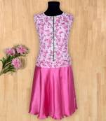 pink plain net kids frocks
