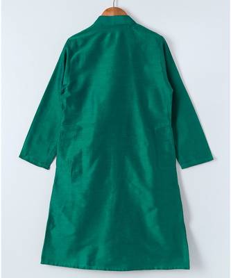 green plain cotton poly boys dhoti kurta 4