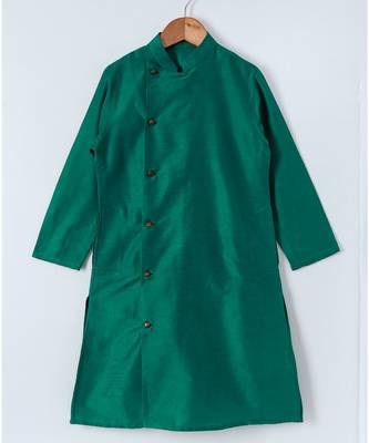 green plain cotton poly boys dhoti kurta 5
