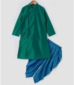 green plain cotton poly boys dhoti kurta