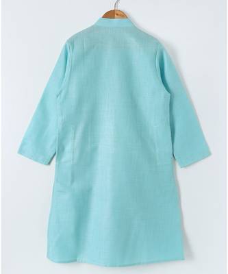 blue plain cotton poly boys dhoti kurta 4