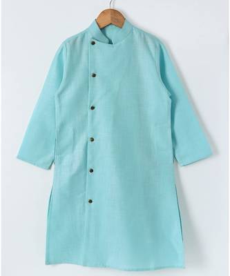 blue plain cotton poly boys dhoti kurta 5