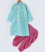 blue plain cotton poly boys dhoti kurta