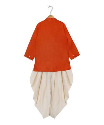 orange plain cotton poly boys dhoti kurta 2