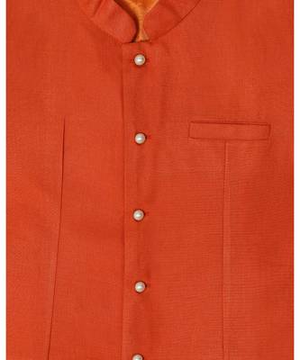 orange plain cotton poly boys dhoti kurta 3