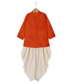 orange plain cotton poly boys dhoti kurta