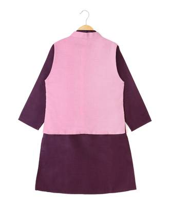purple plain cotton poly boys kurta 2