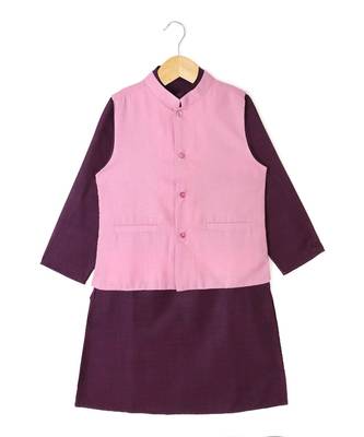purple plain cotton poly boys kurta 1