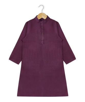 purple plain cotton poly boys kurta 5