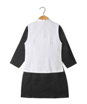 black plain tussar boys kurta 2