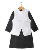 black plain tussar boys kurta