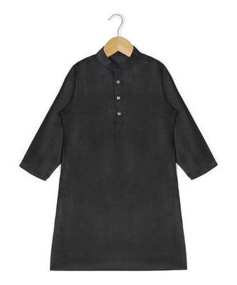 black plain tussar boys kurta 5