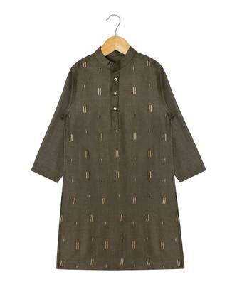 brown embroidered tussar boys kurta  1