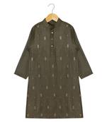 brown embroidered tussar boys kurta 