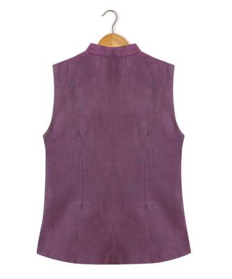 purple plain linen boys nehru jacket 2