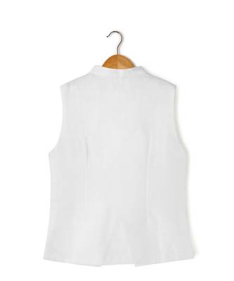 white plain linen boys nehru jacket 2