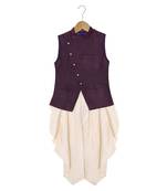 purple plain cotton silk boys dhoti kurta