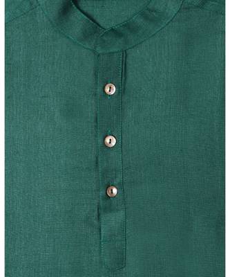 green plain tussar boys dhoti kurta 4