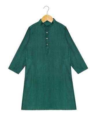 green plain tussar boys dhoti kurta 5