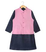 blue plain tussar boys kurta