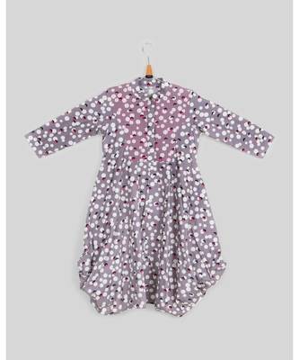 grey printed cotton kids frocks 1