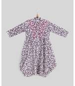 grey printed cotton kids frocks
