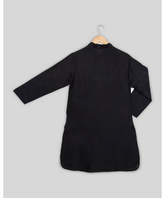 black plain cotton poly boys kurta  2