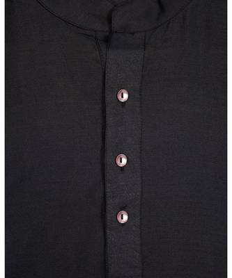 black plain cotton poly boys kurta  3