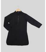 black plain cotton poly boys kurta 