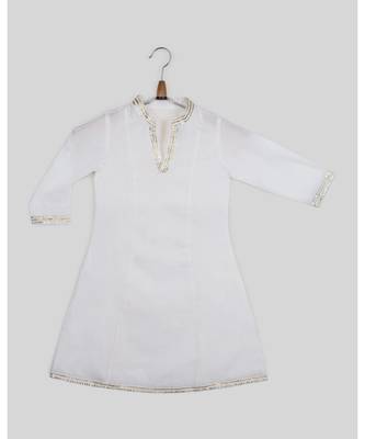 white plain cotton  kids kurtis 1
