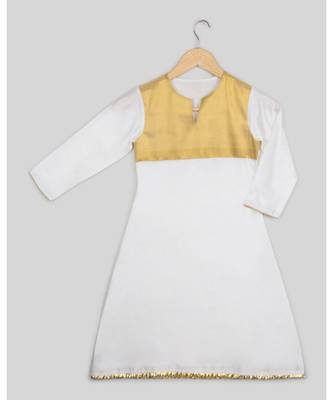 white plain cotton poly kids kurtis 1
