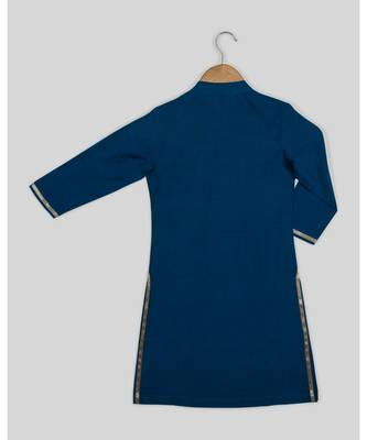 blue plain cotton poly  kids kurtis 2