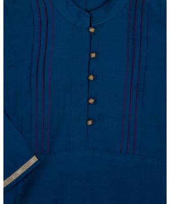 blue plain cotton poly  kids kurtis 3