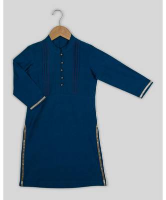 blue plain cotton poly  kids kurtis 1