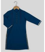 blue plain cotton poly  kids kurtis