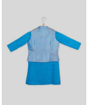 blue plain cotton poly kids kurtis 2