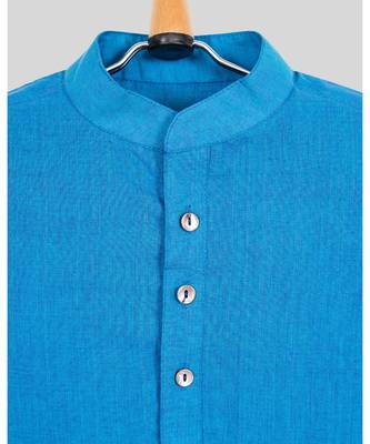 blue plain cotton poly kids kurtis 4