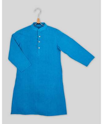 blue plain cotton poly kids kurtis 5