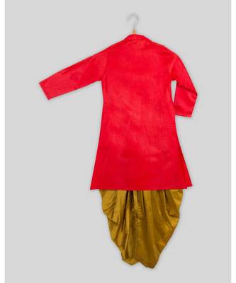 pink plain cotton poly boys dhoti kurta 2