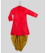 pink plain cotton poly boys dhoti kurta