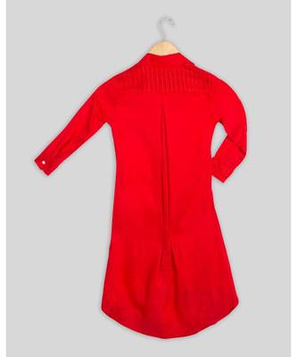 red plain rayon kids kurtis 3