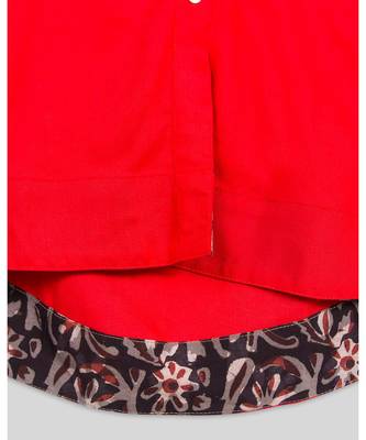 red plain rayon kids kurtis 4