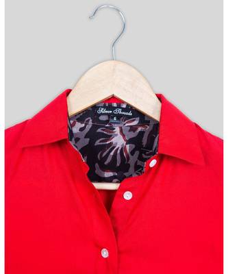 red plain rayon kids kurtis 5