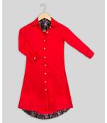 red plain rayon kids kurtis
