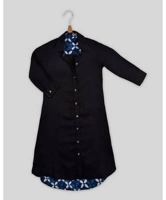 blue plain rayon kids kurtis 1