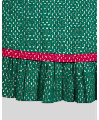 green printed cotton kids frocks 2